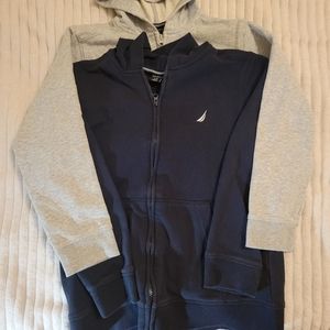 Nautica Boys Full-Zip Gray Navy Blue Hoodies, Size L 14/16